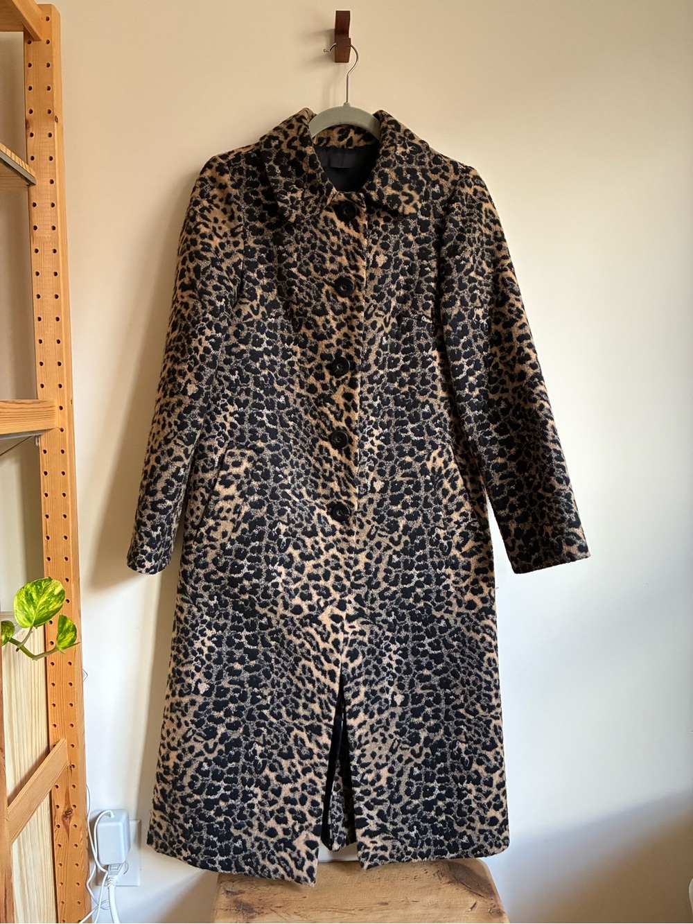 Mango Leopard Print Long Women's Coat - Tan & Black